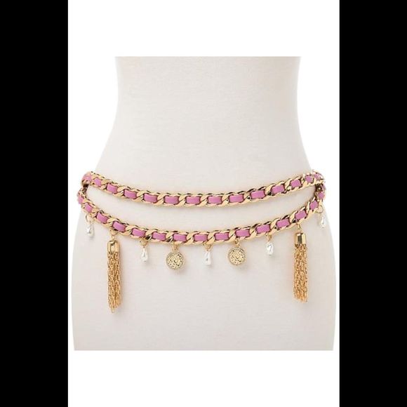 C. Wonder Accessories - C Wonder by Christian Siriano Women's Chain Charm Belt Light Pink/Gold